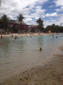 This is the man made beach at Southbank across from the city. Our kids love it as the real beaches are an hour away.